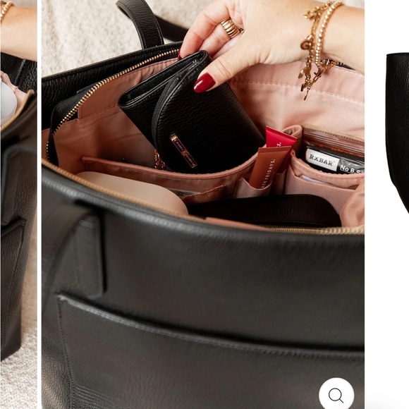 Poppy & Peonies Black Leather Tote with Minimalist Design - Picture 2 of 16